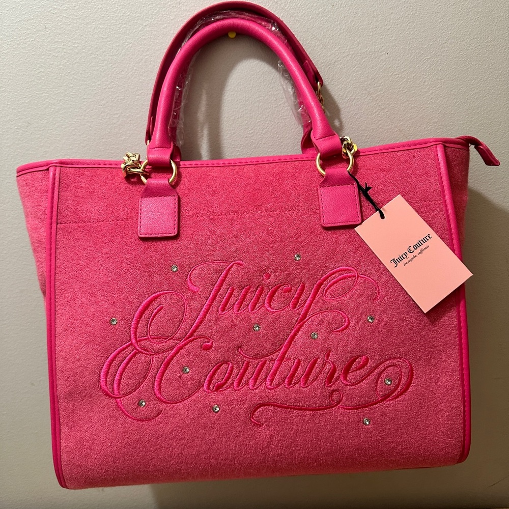 NWT Juicy Couture Beach Couture Pink Velour Tote Bag